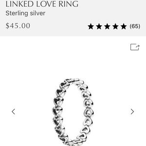 NEW! Pandora Linked Love Ring Size 52 (6)